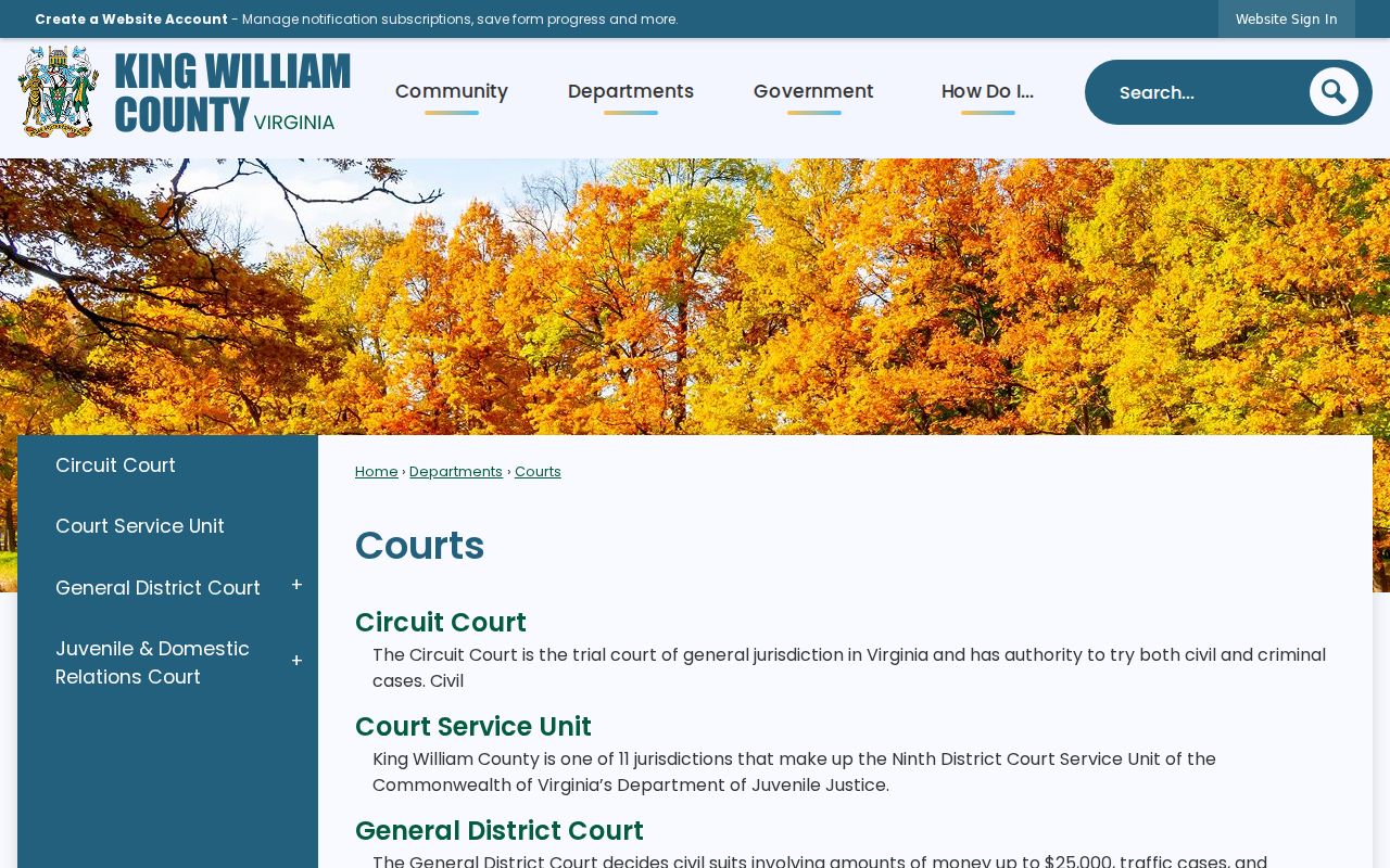 King William County courthouse complex where court case information is handled