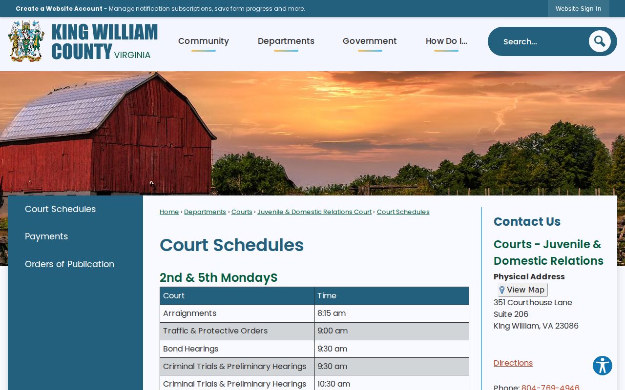 King William County bond and court payment information