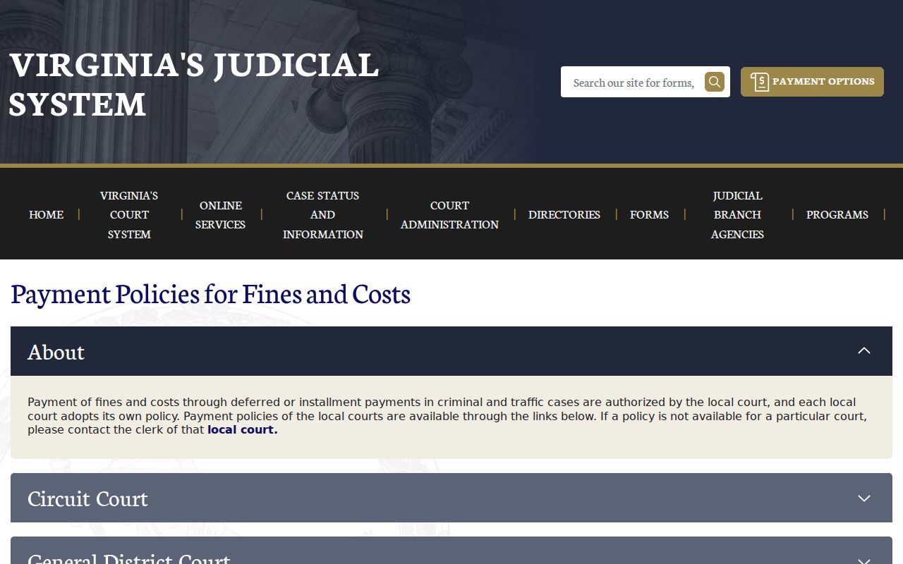 King William County local payment policy for court transactions