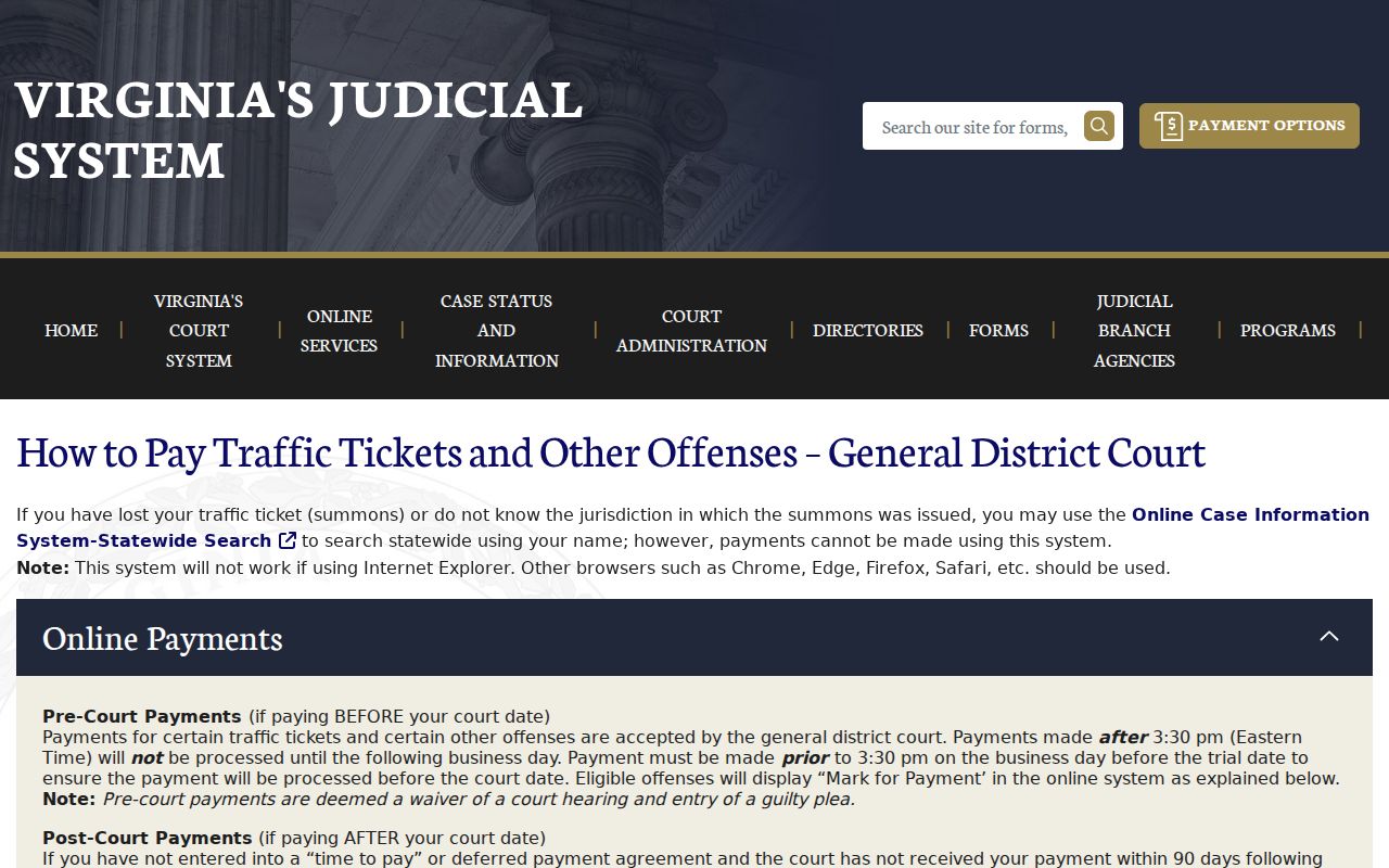 King William County traffic ticket payment information